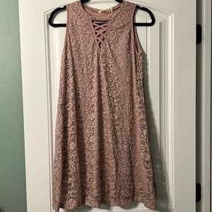 Blush lace mini dress